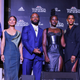 The cast and crew of Black Panther: Wakanda Forever: (L-R) Producer Nate Moore, Mabel Cadena, Director Ryan Coogler, Lupita Nyong’o, Letitia Wright, and Tenoch Huerta